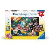 Ravensburger - Animales en el espacio - 2x12 piezas - Rompecabezas